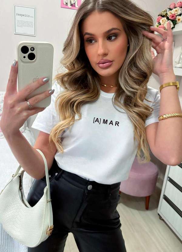 Cianitas - Camiseta Feminina Branca Amar - Branca 2