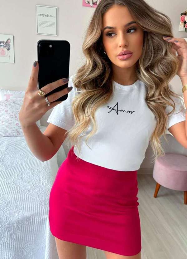 Cianitas - Camiseta Feminina Branca Amor - Branco