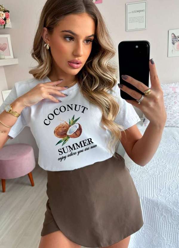 Cianitas - Camiseta Feminina Branca Coconut - Branco