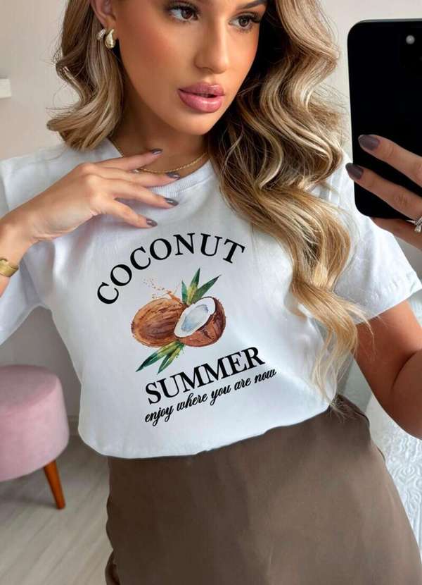 Cianitas - Camiseta Feminina Branca Coconut - Branco 2