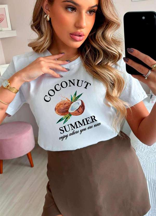 Cianitas - Camiseta Feminina Branca Coconut - Branco 4