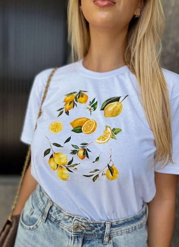 Cianitas - Camiseta Feminina Branca Limões - Branco