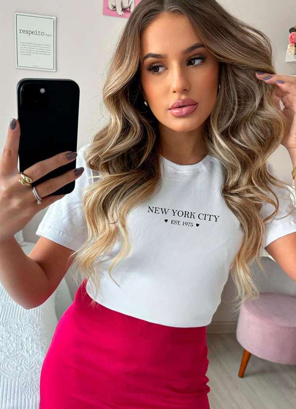 Cianitas - Camiseta Feminina Branca New York City - Branco