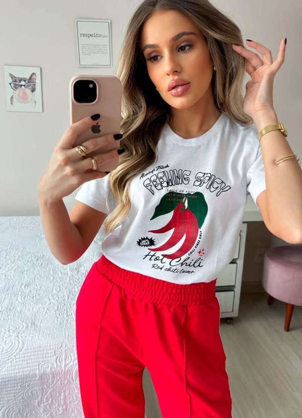 Cianitas - Camiseta Feminina Branca Pimenta - Branco 3