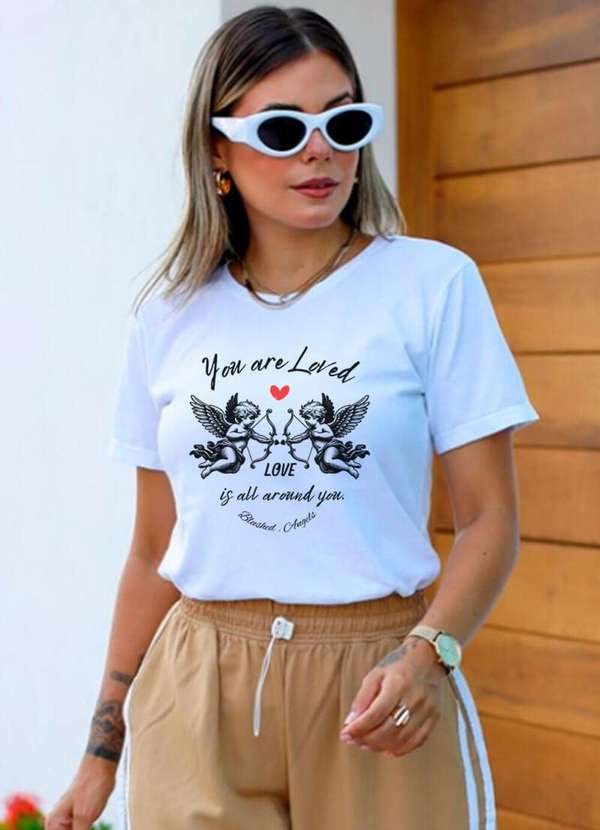 Cianitas - Camiseta Feminina Branca Querubins - Branca