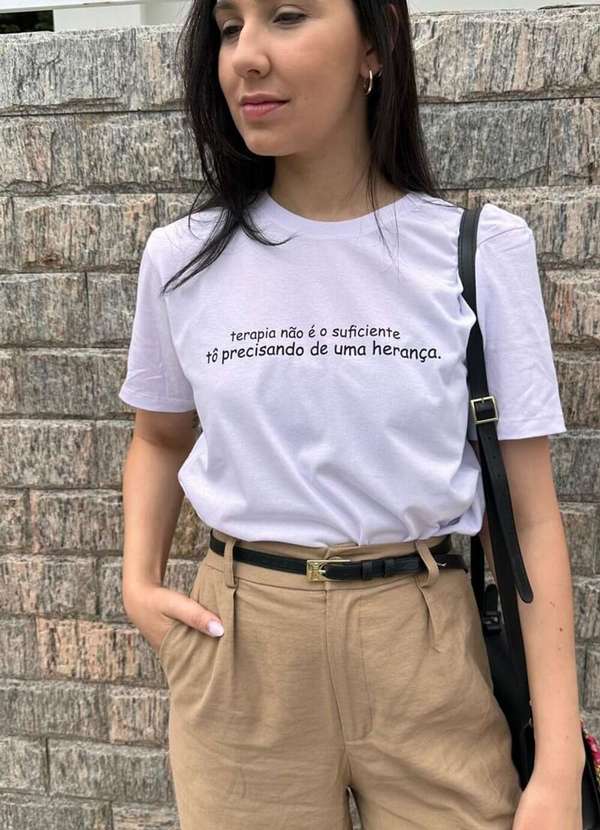 Cianitas - Camiseta Feminina Branca Terapia - Branco