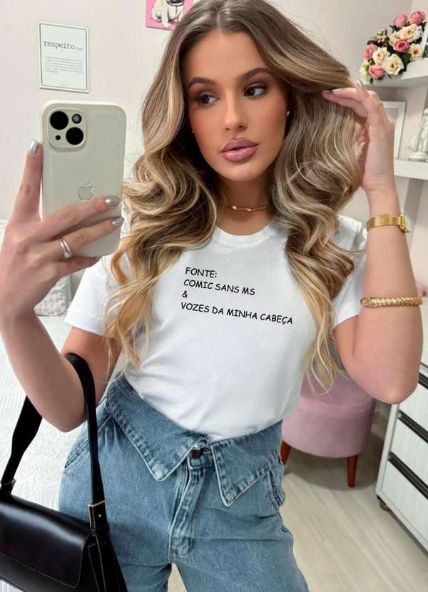 Cianitas - Camiseta Feminina Branca Vozes da Minha Cabeça - Branco