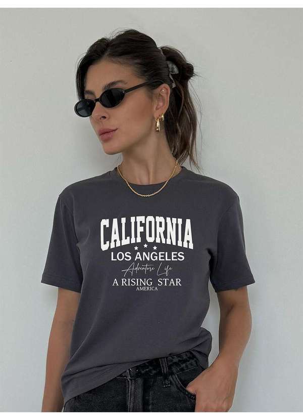Cianitas - Camiseta Feminina Chumbo California Adventure - Chumbo 1