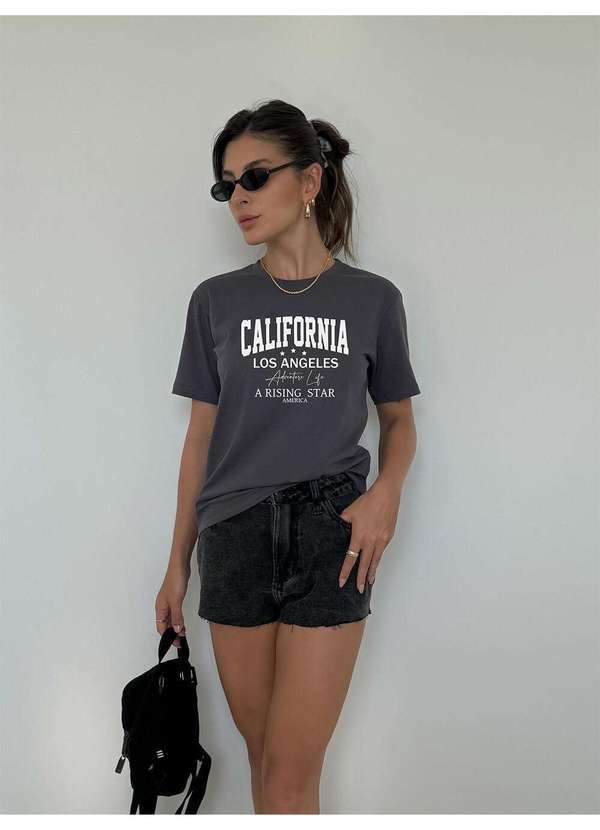 Cianitas - Camiseta Feminina Chumbo California Adventure - Chumbo 2
