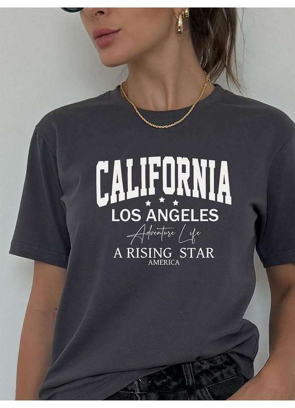 Cianitas - Camiseta Feminina Chumbo California Adventure - Chumbo 4