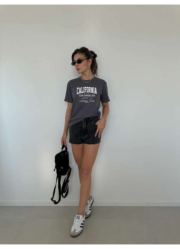 Cianitas - Camiseta Feminina Chumbo California Adventure - Chumbo 5