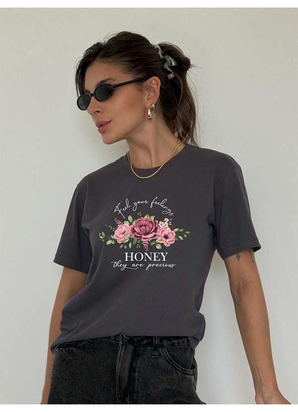 Cianitas - Camiseta Feminina Chumbo Honey - Chumbo