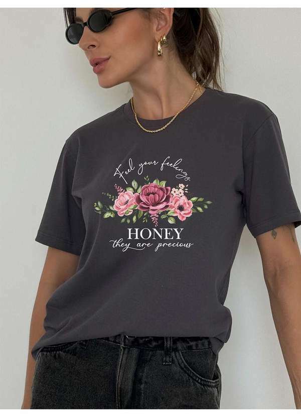 Cianitas - Camiseta Feminina Chumbo Honey - Chumbo 2