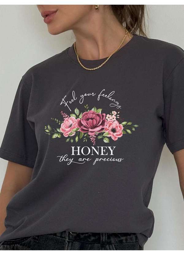 Cianitas - Camiseta Feminina Chumbo Honey - Chumbo 3