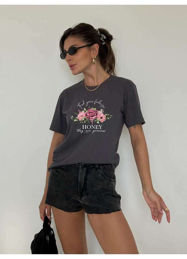 Cianitas - Camiseta Feminina Chumbo Honey - Chumbo 5