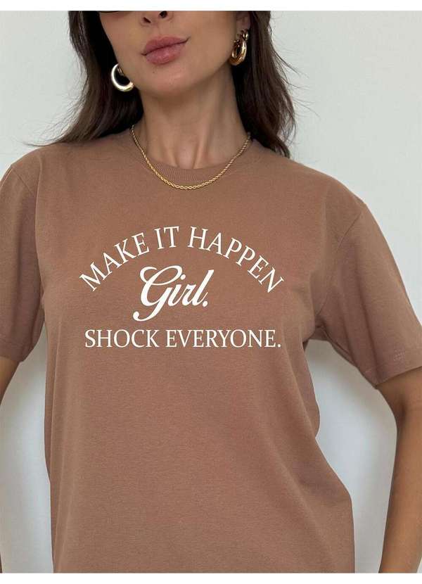 Cianitas - Camiseta Feminina Marrom Claro Shock Everyone - Marrom 4