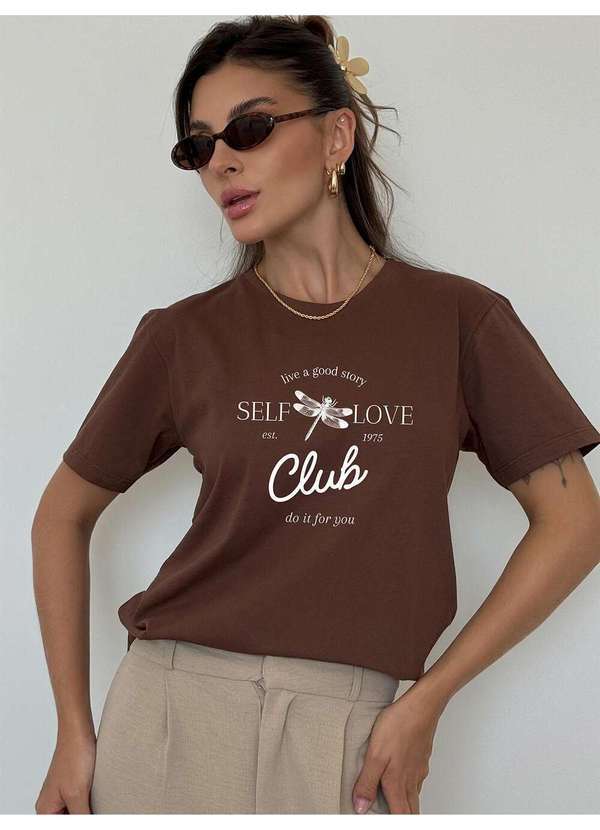 Cianitas - Camiseta Feminina Marrom Escuro Libélula - Marrom 4