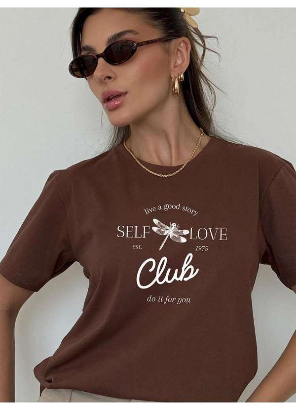 Cianitas - Camiseta Feminina Marrom Escuro Libélula - Marrom 1