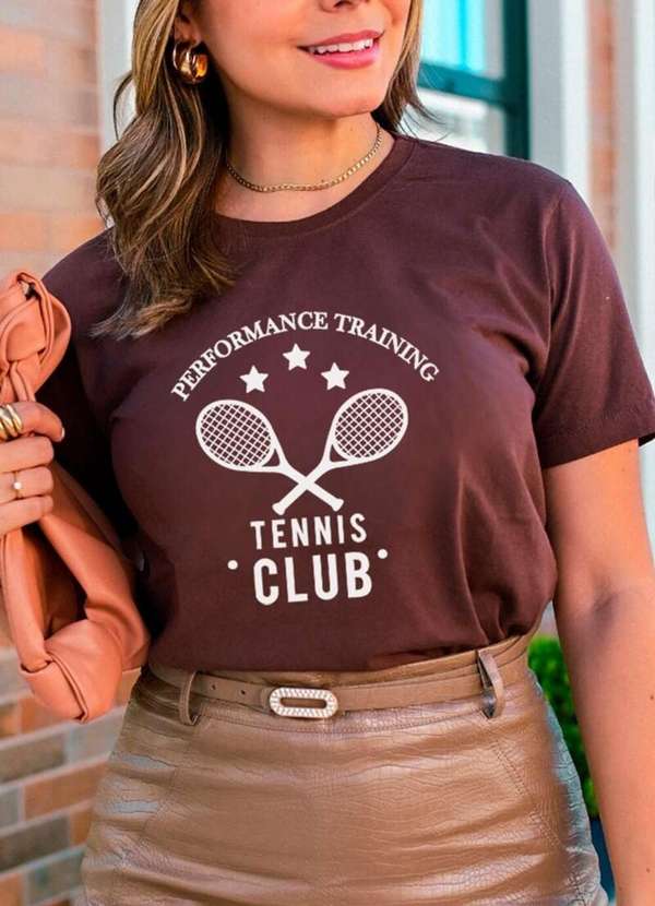 Cianitas - Camiseta Feminina Marrom Escuro Tennis - Marrom 3