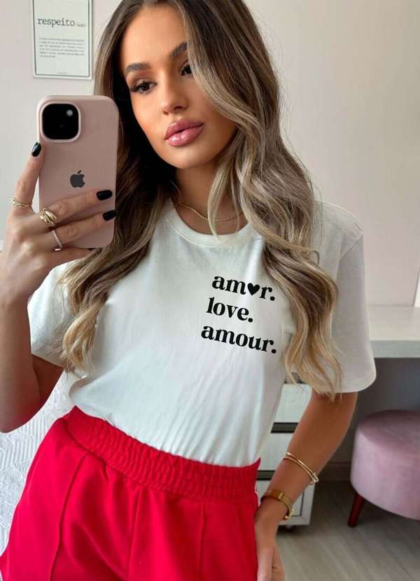 Cianitas - Camiseta Feminina Off Amor Love Amour - Off 2