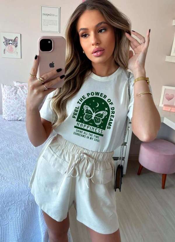 Cianitas - Camiseta Feminina Off Borboleta Feel de Power - Off