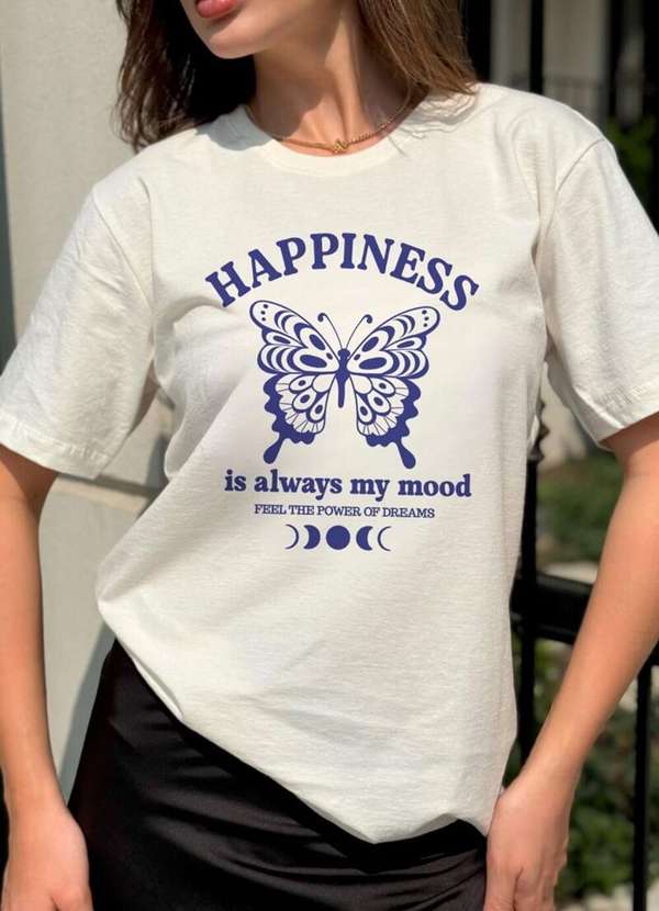 Cianitas - Camiseta Feminina Off Borboleta Happiness - Off 3