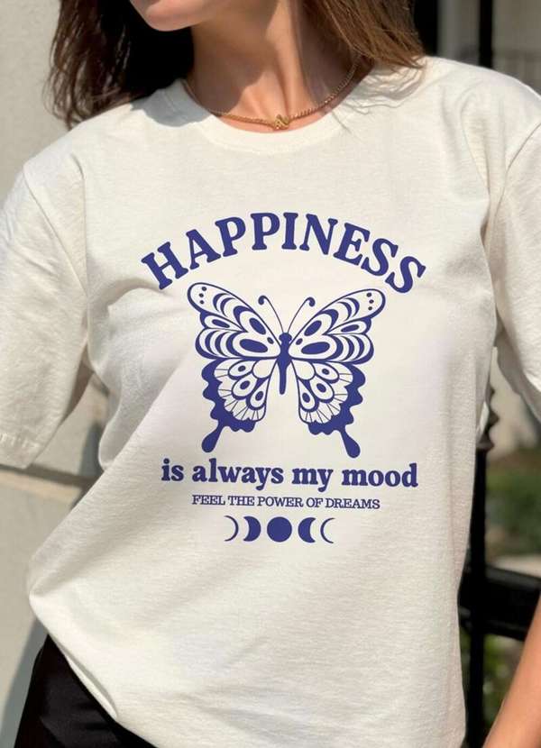 Cianitas - Camiseta Feminina Off Borboleta Happiness - Off 4