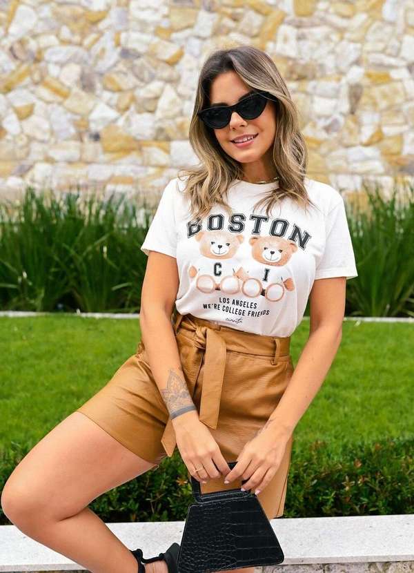 Cianitas - Camiseta Feminina Off Boston Urso - Off 4