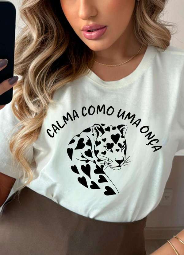 Cianitas - Camiseta Feminina Off Calma Como Uma Onça - Off 2