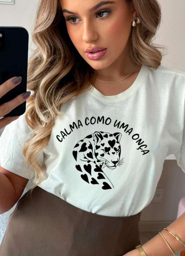 Cianitas - Camiseta Feminina Off Calma Como Uma Onça - Off 3