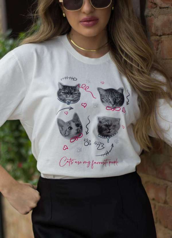 Cianitas - Camiseta Feminina Off Cats Are My Favorite - Off 2