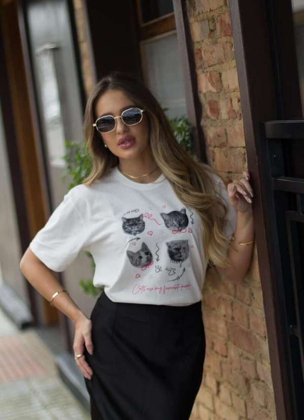 Cianitas - Camiseta Feminina Off Cats Are My Favorite - Off 3