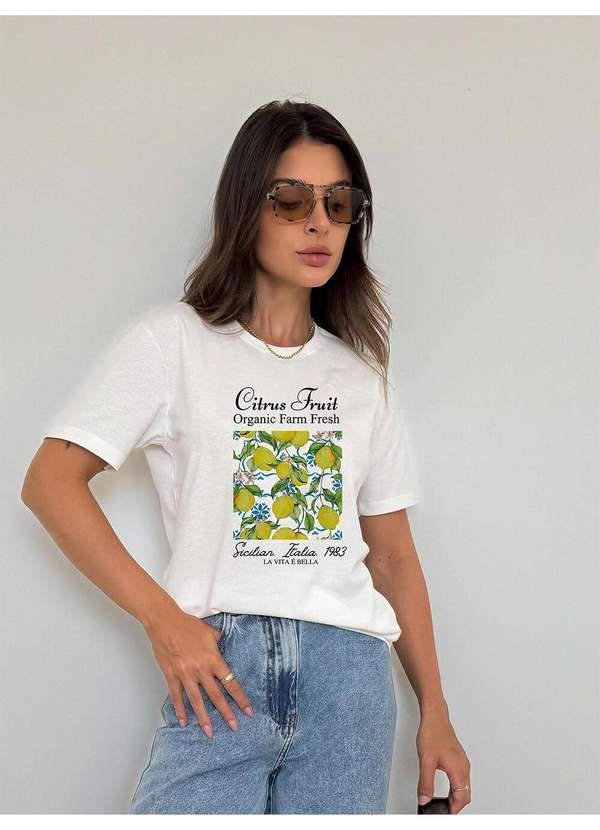 Cianitas - Camiseta Feminina Off Citrus Sicilian - Bege