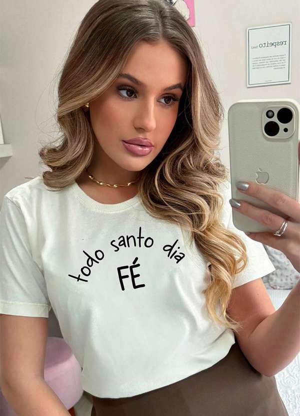 Cianitas - Camiseta Feminina Off Fé Todo Santo Dia - Off
