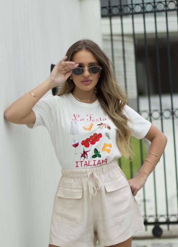 Cianitas - Camiseta Feminina Off La Festa Italiana - Off