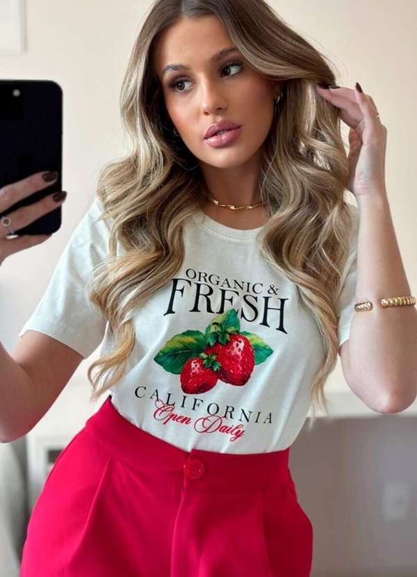 Cianitas - Camiseta Feminina Off Morango Organic - Off