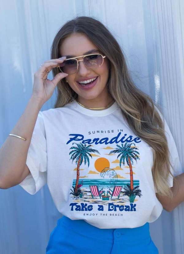 Cianitas - Camiseta Feminina Off Paradise - Off