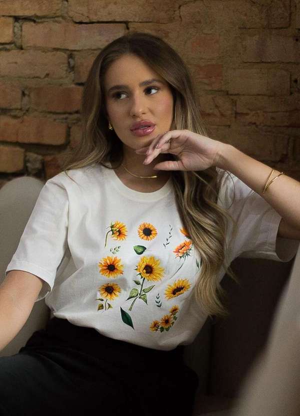 Cianitas - Camiseta Feminina Off Pequenos Girassóis - Off 2