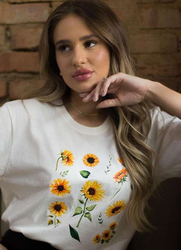 Cianitas - Camiseta Feminina Off Pequenos Girassóis - Off 4