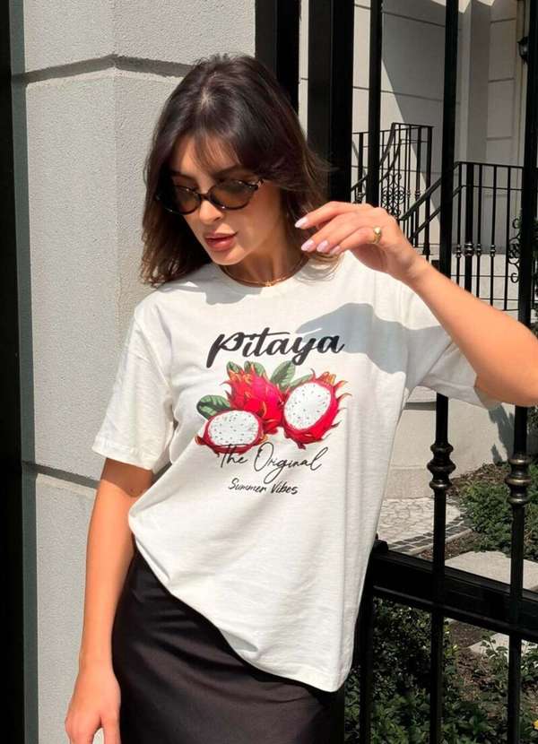 Cianitas - Camiseta Feminina Off Pitaya - Off