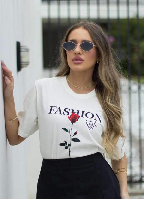 Cianitas - Camiseta Feminina Off Rosa Fashion Style - Off