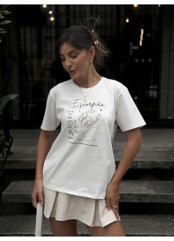 Cianitas - Camiseta Feminina Off Signo Escorpião - Off