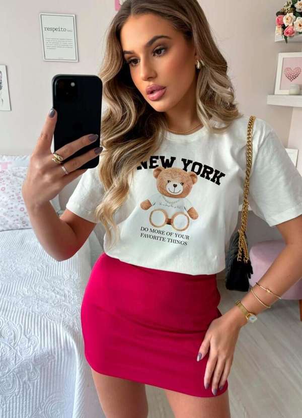 Cianitas - Camiseta Feminina Off Urso New York - Off 3