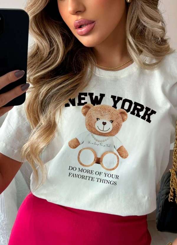 Cianitas - Camiseta Feminina Off Urso New York - Off 4