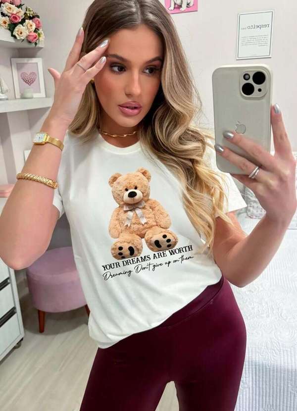 Cianitas - Camiseta Feminina Off Urso Your Dreams - Off 2
