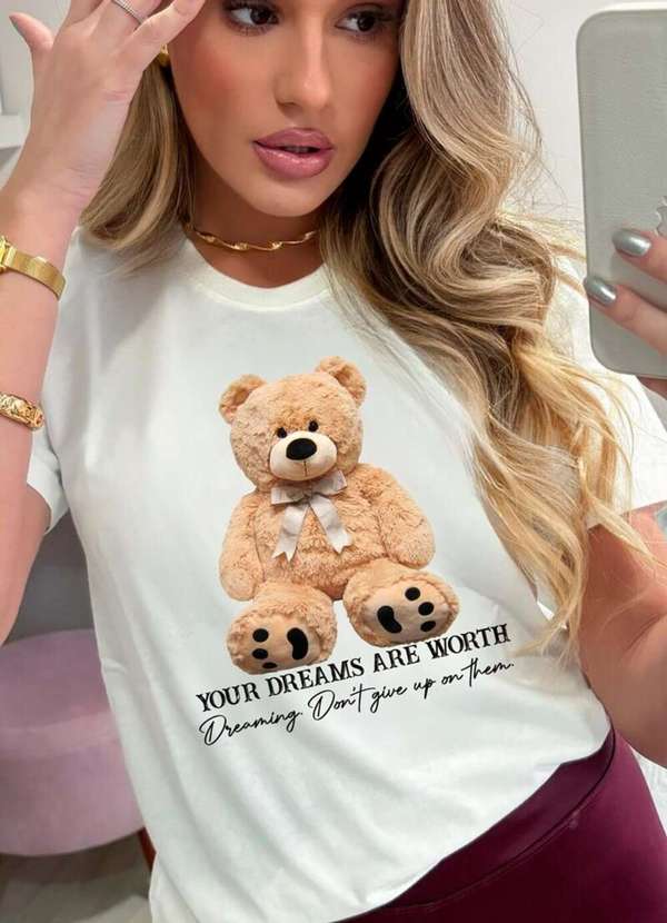 Cianitas - Camiseta Feminina Off Urso Your Dreams - Off 3