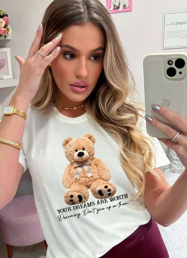 Cianitas - Camiseta Feminina Off Urso Your Dreams - Off 4