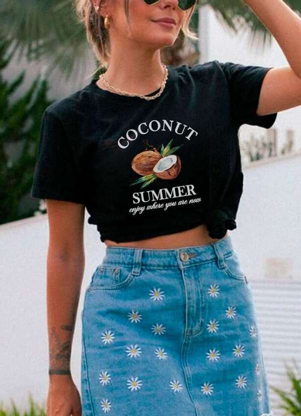 Cianitas - Camiseta Feminina Preta Coconut - Preto 2