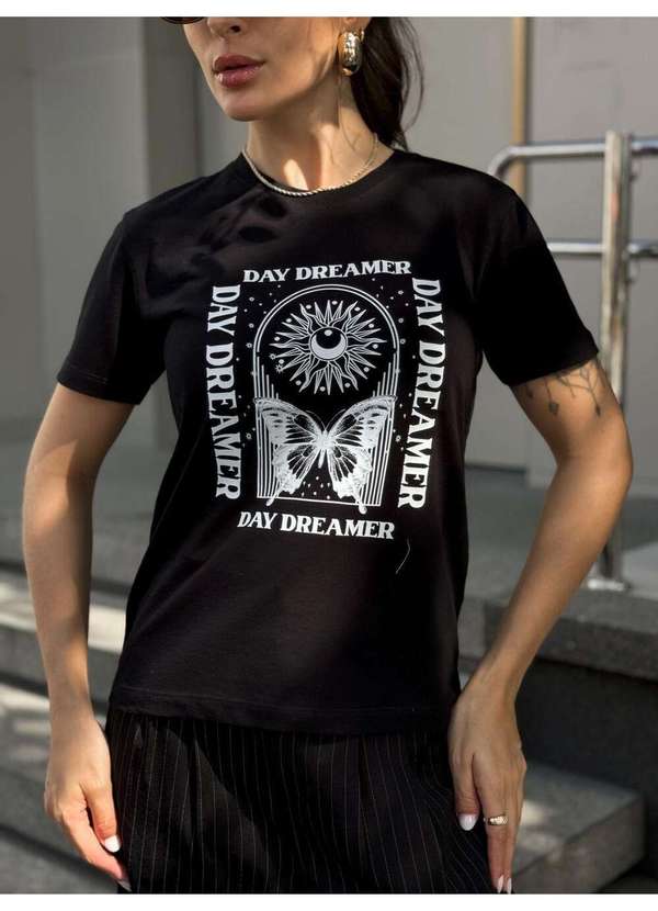 Cianitas - Camiseta Feminina Preta Day Dreamer - Preto 3