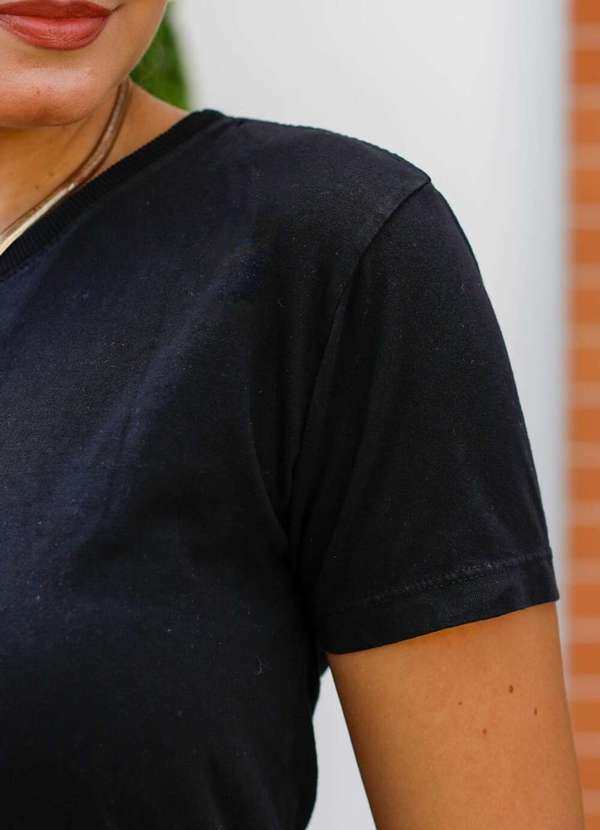 Cianitas - Camiseta Feminina Preta Pipoca - Preto 3